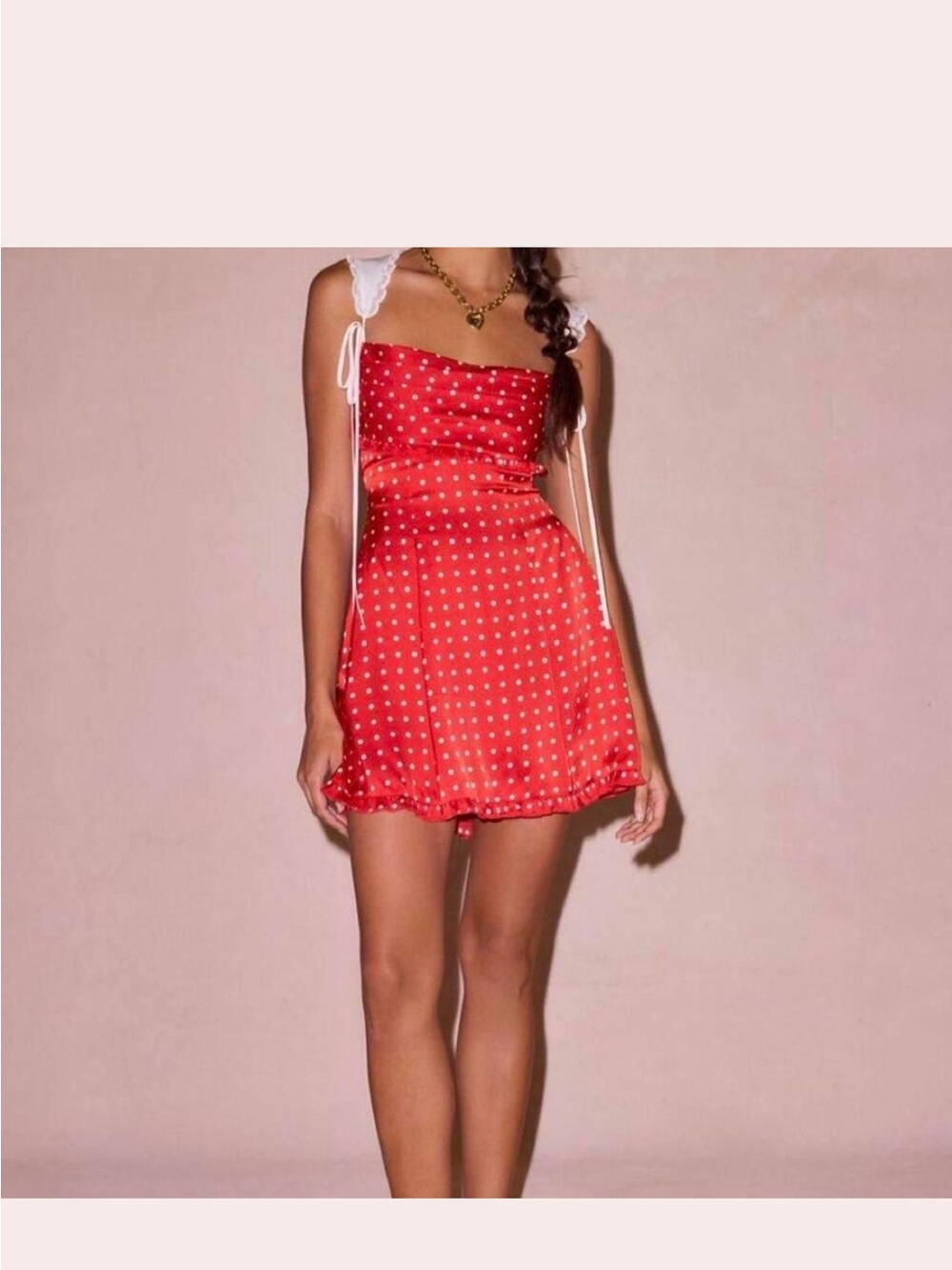 For Love & Lemons Holland Polka Dot Satin Mini Dress